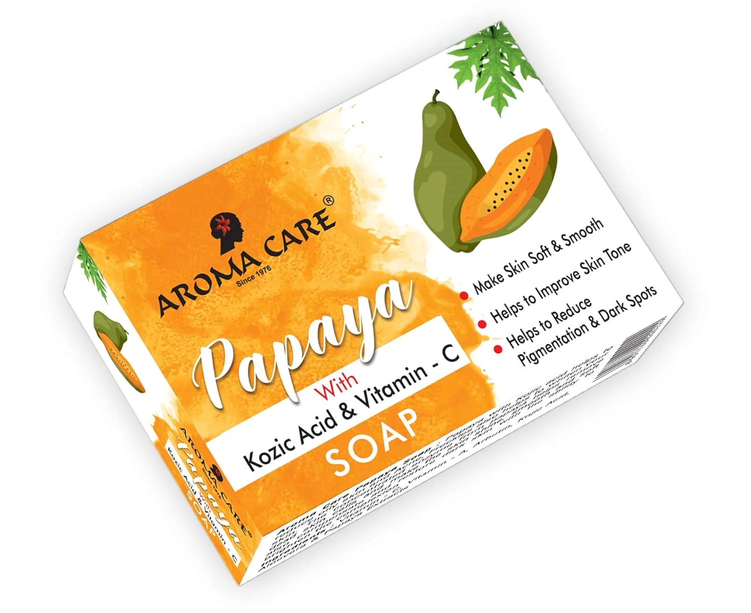 Aroma Care Papaya with Kozic Acid Vitamin C Skin Whitening Soap, 75 g-2.webp